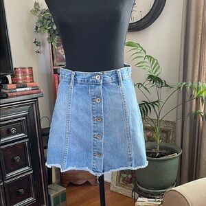 Forever 21 Light Blue Denim Button-Front Mini Skirt